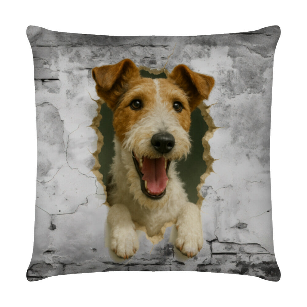 Kissen "Foxterrier - Wall" Weiß – hunde-shirt.de