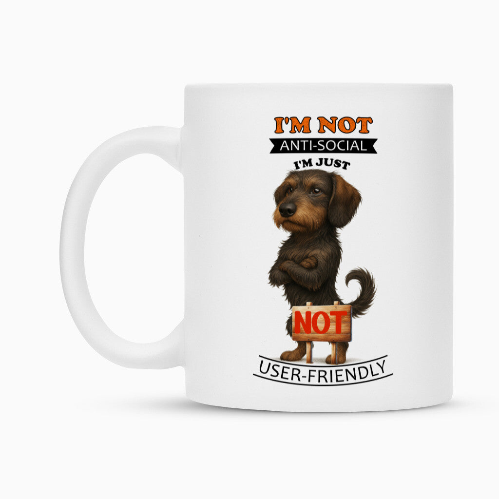 Tasse "Dackel ( Rauhaar ) - Anti-Social" – hunde-shirt.de