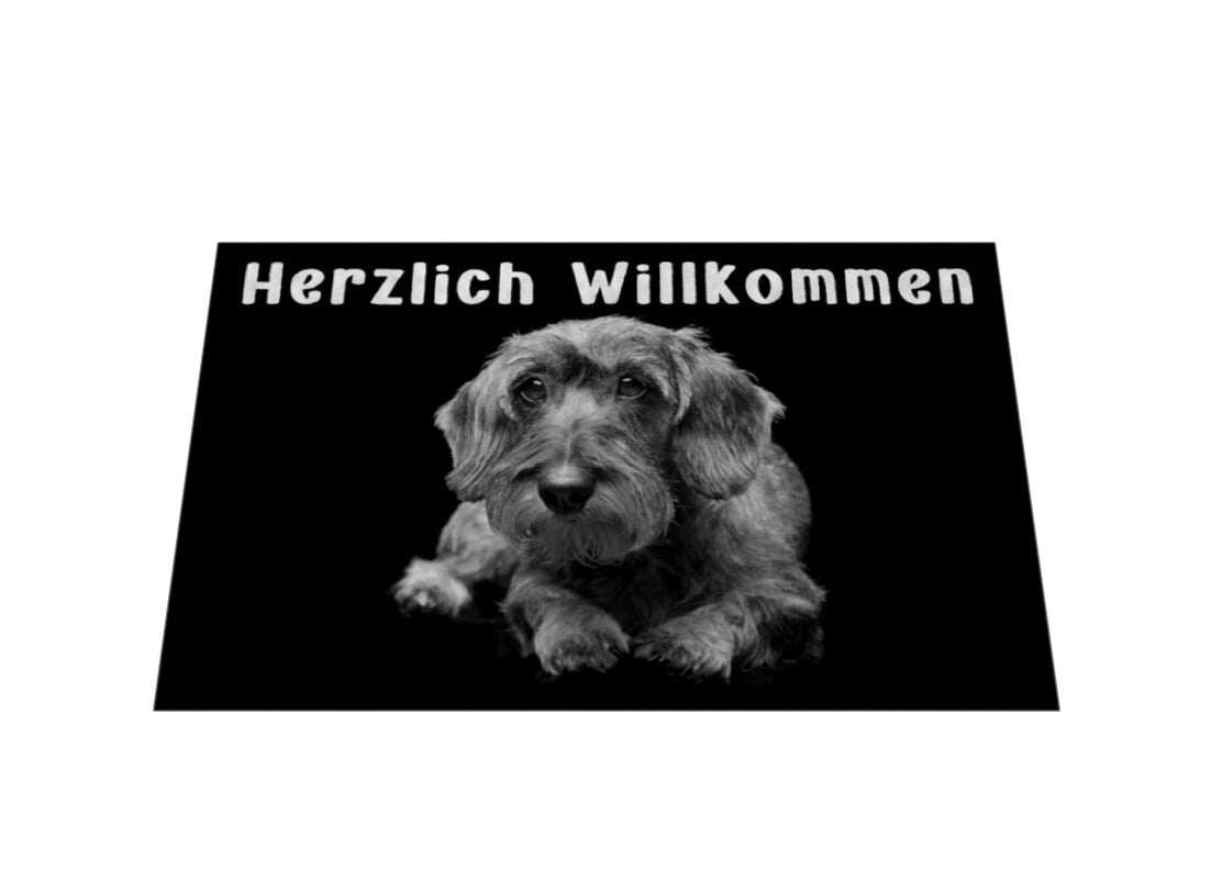 Fußmatte "Dackel ( Rauhaar ) - Herzlich Willkommen" – hunde-shirt.de