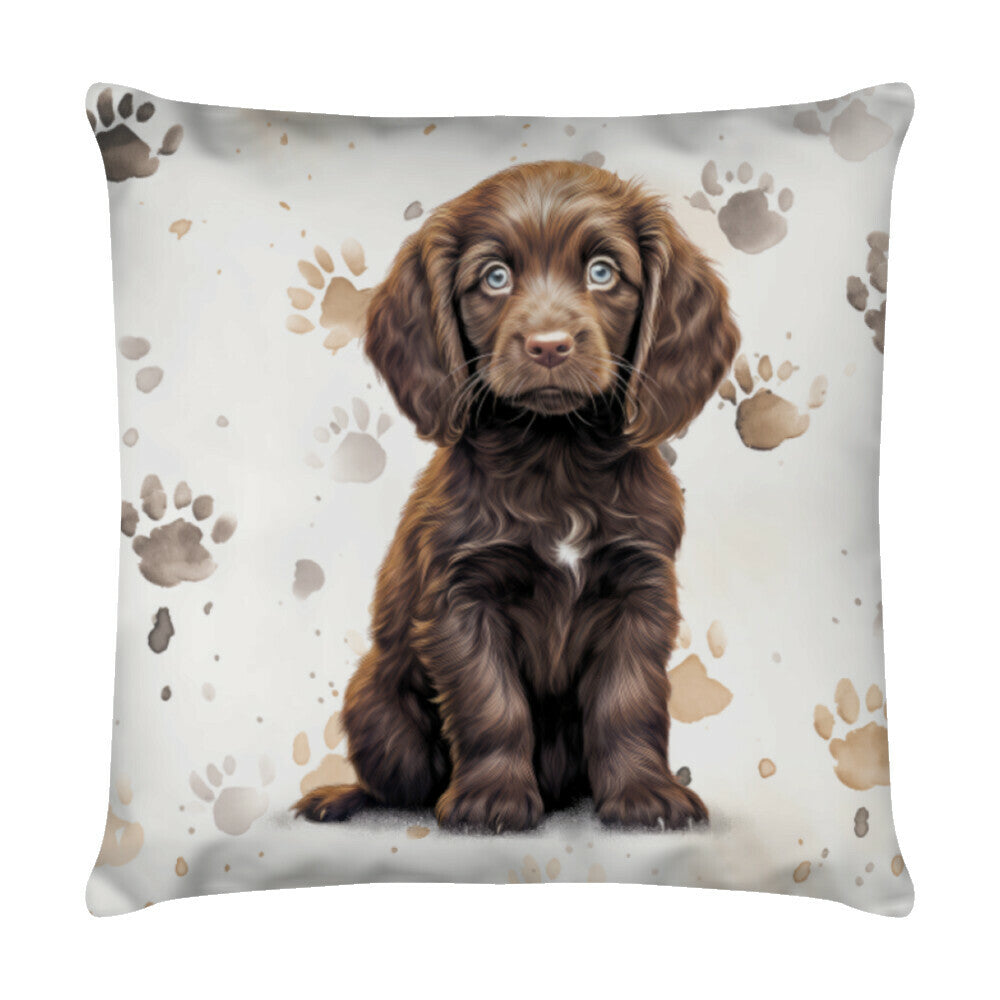 Kissen "Boykin Spaniel - Puppy Paws" Weiß – hunde-shirt.de