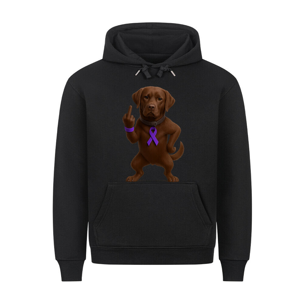 Premium Hoodie "Labrador braun - Fuck Cancer" Schwarz – hunde-shirt.de