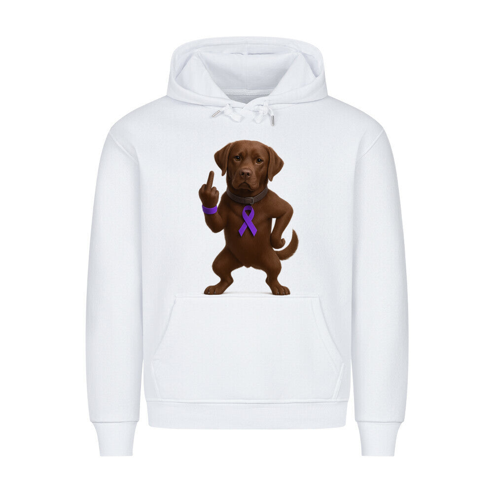 Premium Hoodie "Labrador braun - Fuck Cancer" Weiß – hunde-shirt.de