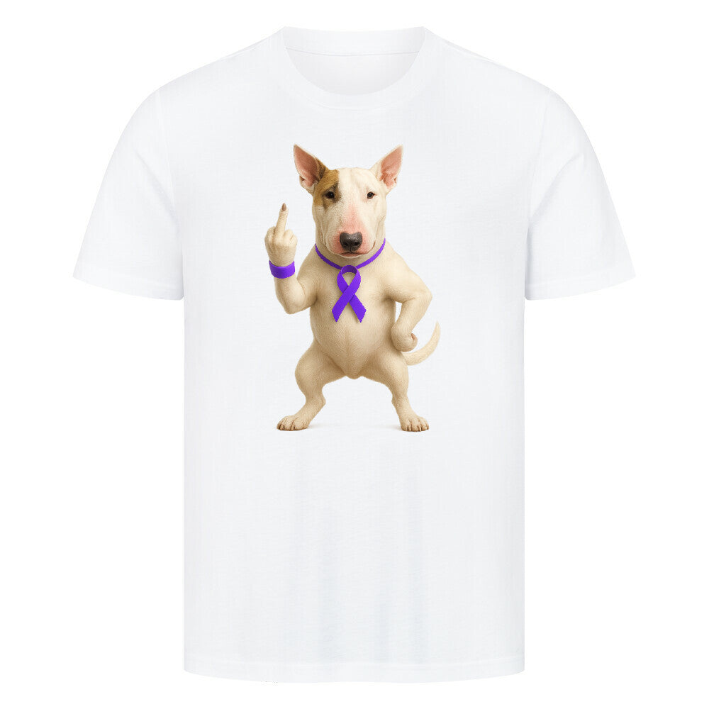 Premium T-Shirt "Bullterrier - Fuck Cancer" Weiß – hunde-shirt.de