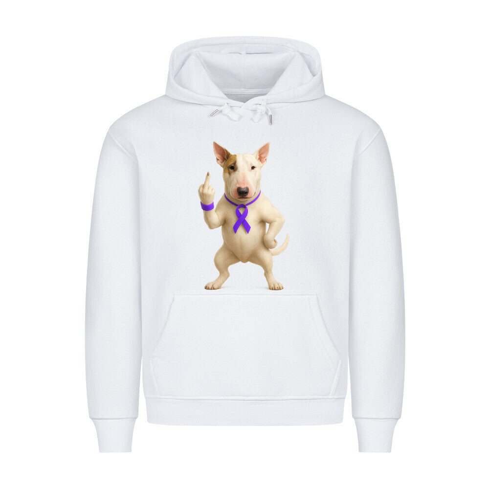 Premium Hoodie "Bullterrier - Fuck Cancer" Weiß – hunde-shirt.de