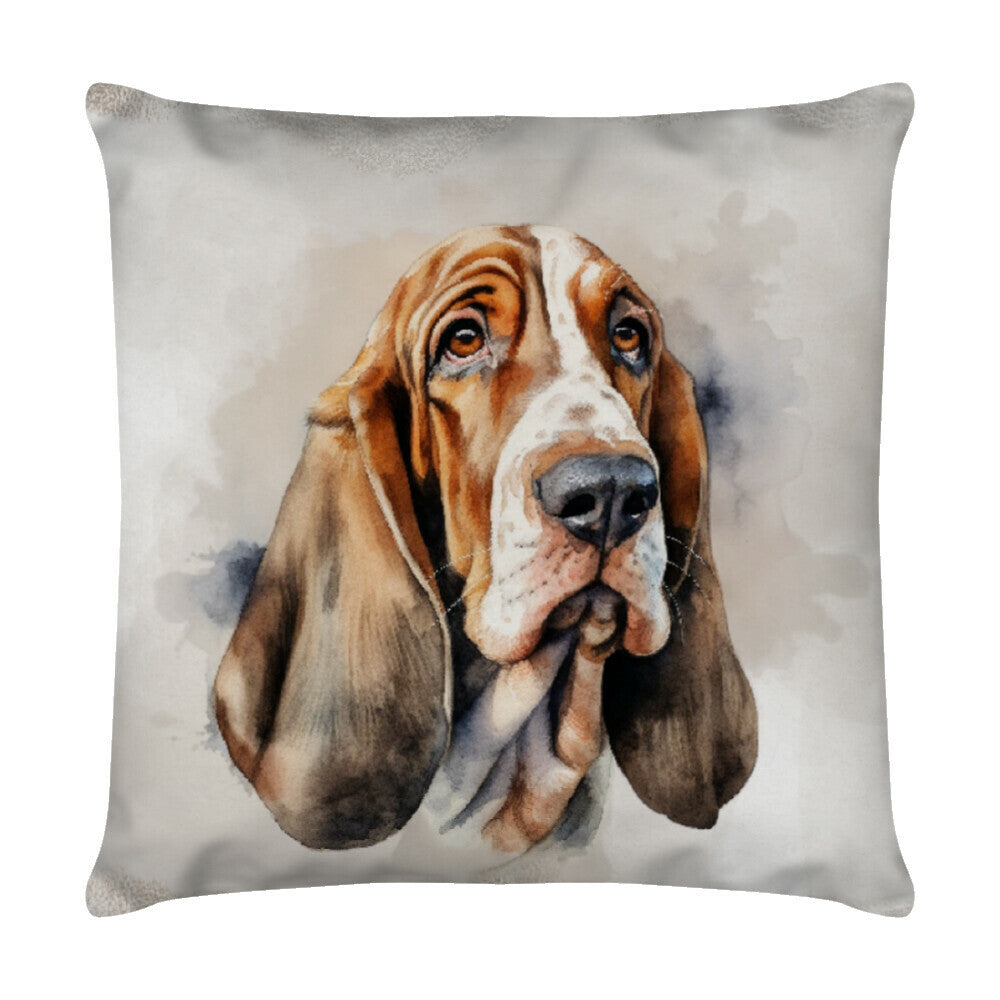 Kissen "Basset - Träumer" Weiß – hunde-shirt.de