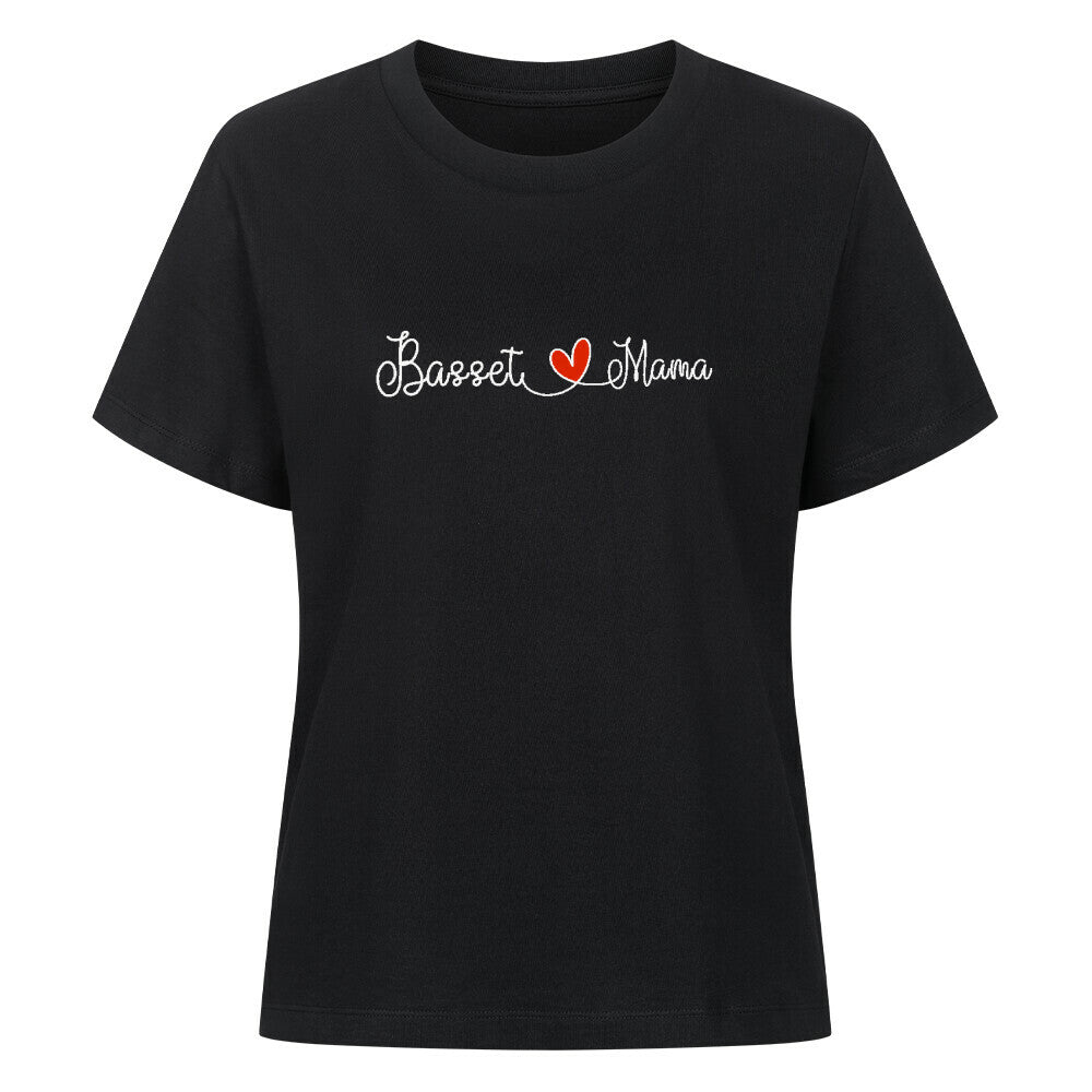 Premium Damen Shirt "Basset - Mama" Schwarz – hunde-shirt.de