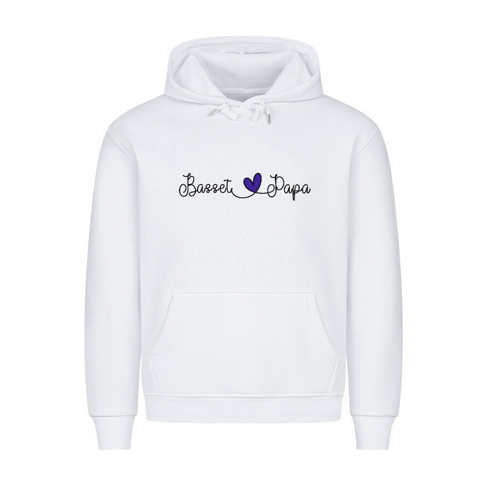 Premium Hoodie "Basset - Papa" Weiß – hunde-shirt.de