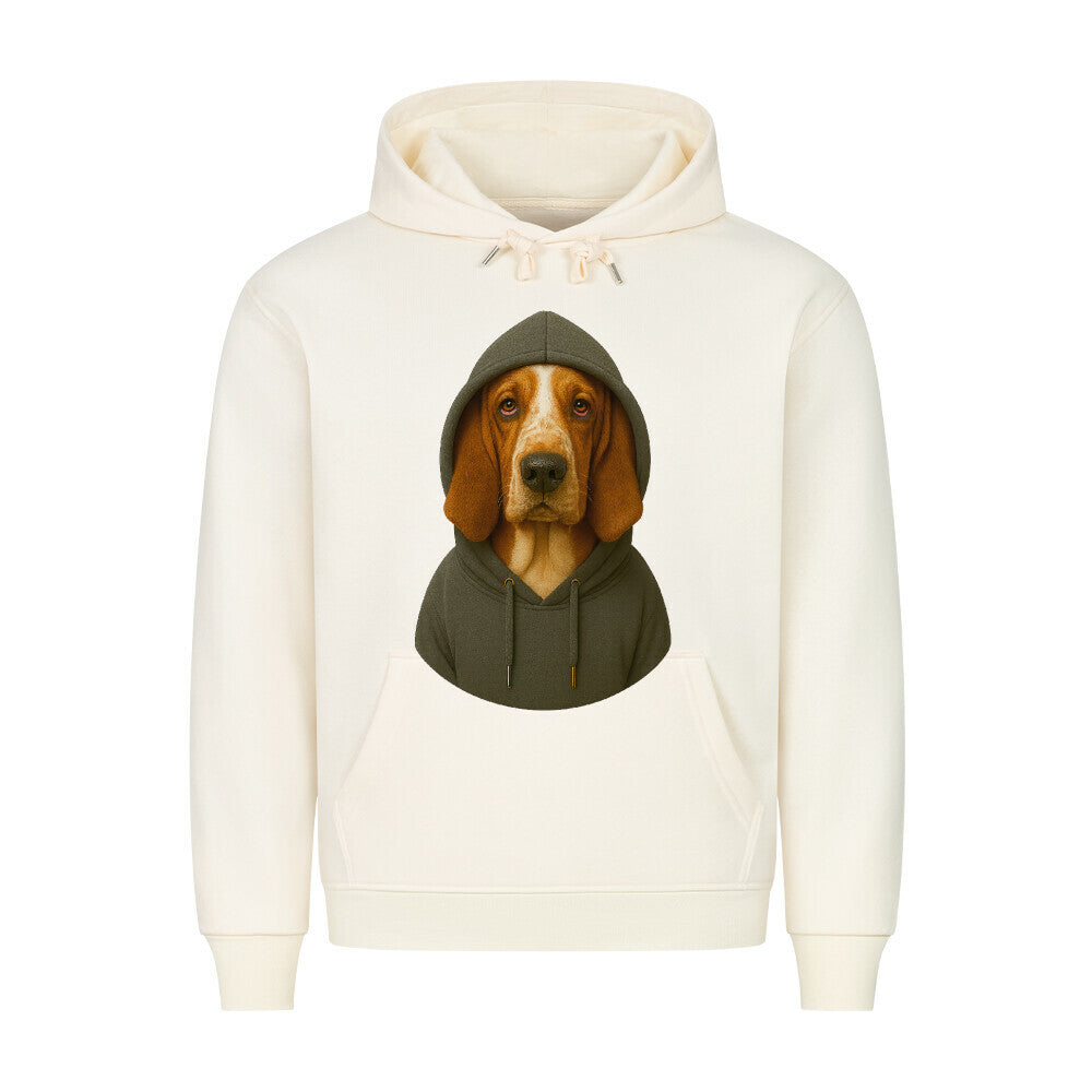 Premium Hoodie "Basset - Hooded" Beige – hunde-shirt.de