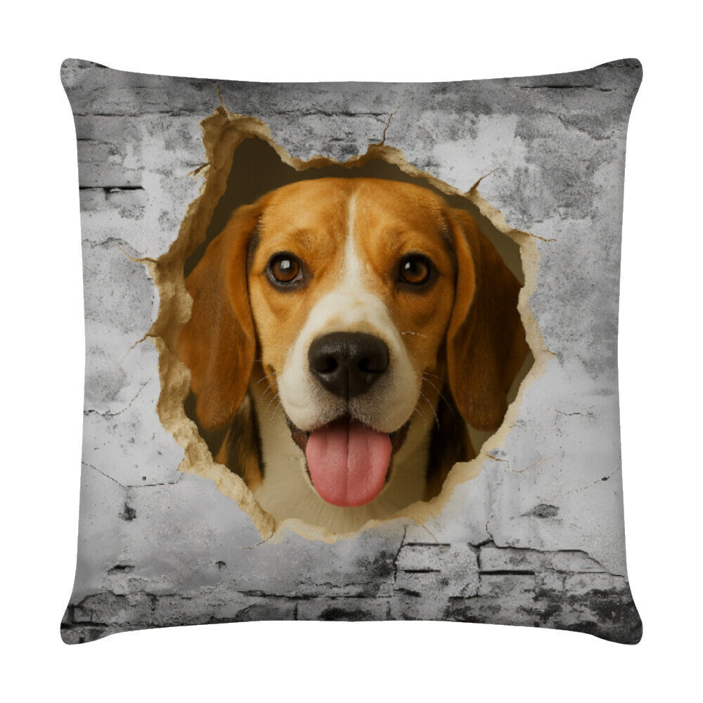 Kissen "Beagle - Wall" Weiß – hunde-shirt.de