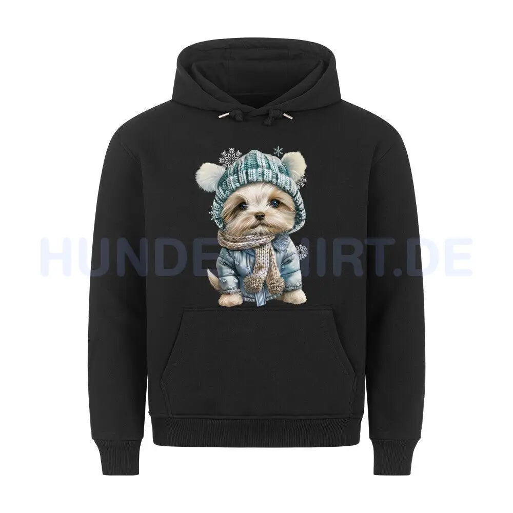 Premium Hoodie "Maltipoo - Winter" Schwarz – hunde-shirt.de