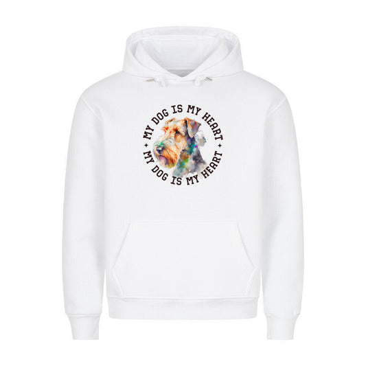 Premium Hoodie "Airedale Terrier HEART" Weiß – hunde-shirt.de