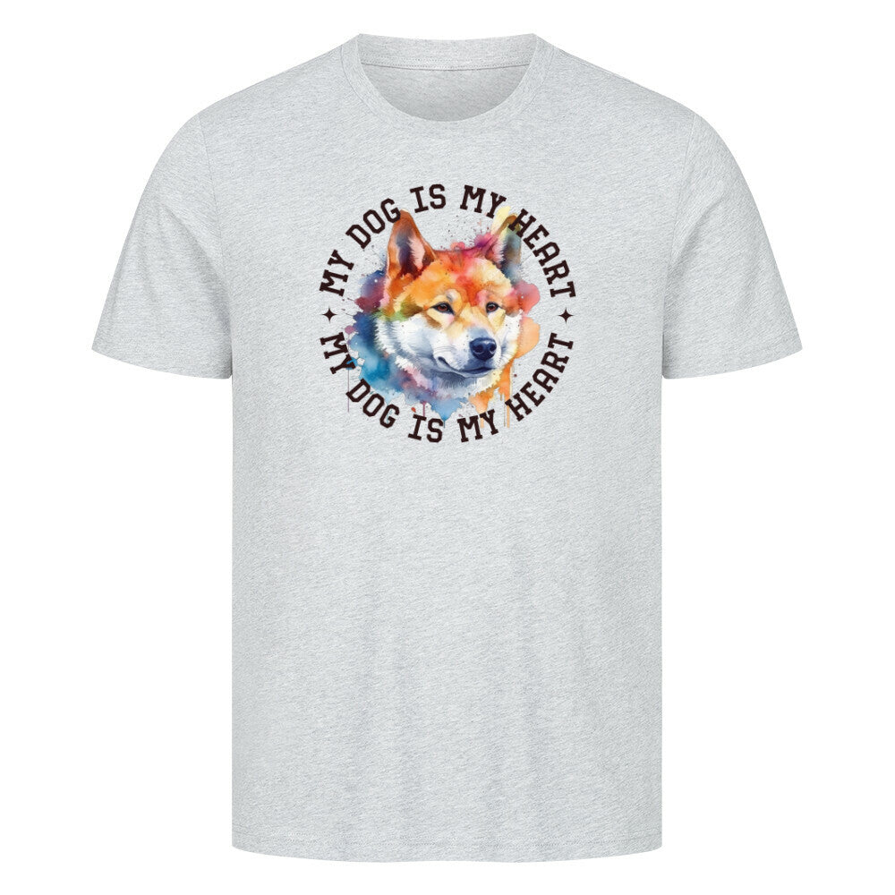 Premium T-Shirt "Akita Inu HEART" Heather Grey – hunde-shirt.de