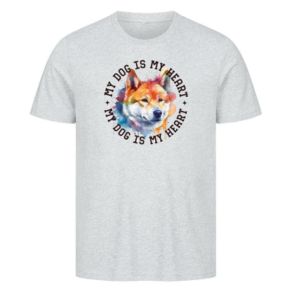 Premium T-Shirt "Akita Inu HEART" Heather Grey – hunde-shirt.de