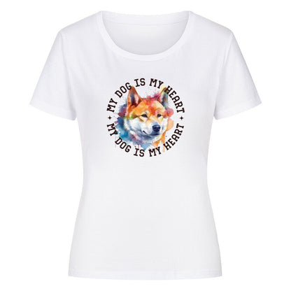 Premium Organic Damen Shirt "Akita Inu" Weiß – hunde-shirt.de