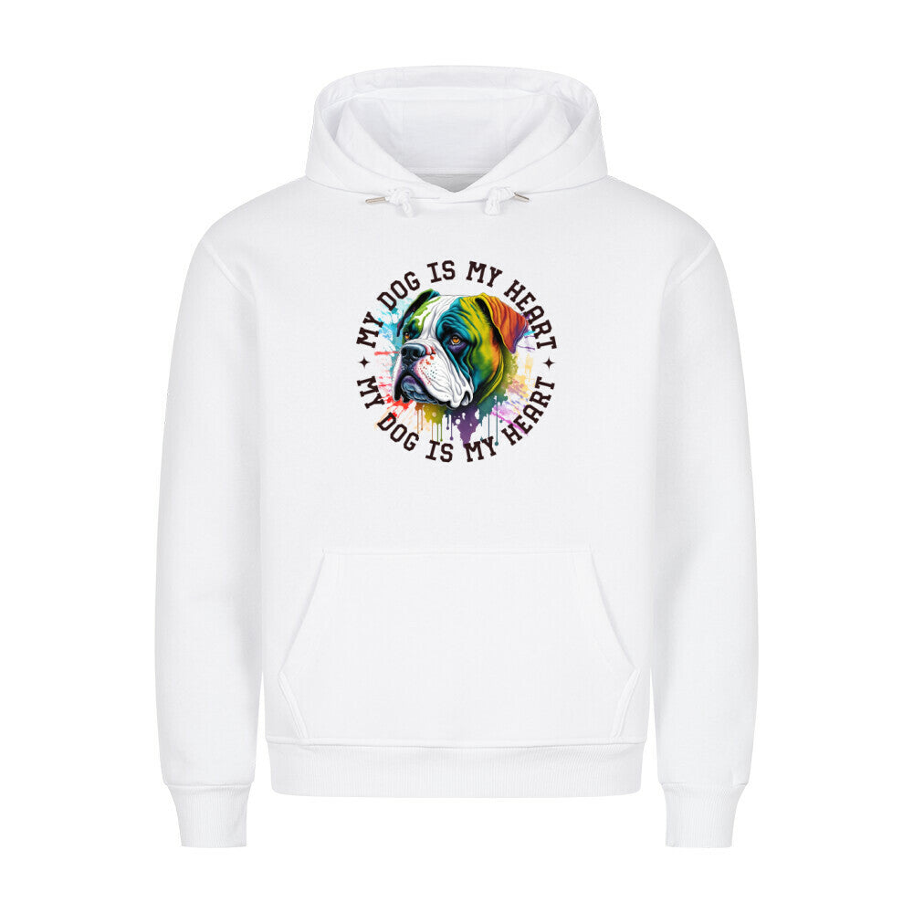 Premium Hoodien"American Bulldog HEART" Weiß – hunde-shirt.de