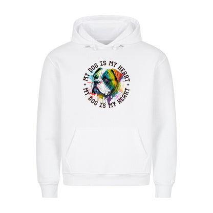 Premium Hoodien"American Bulldog HEART" Weiß – hunde-shirt.de