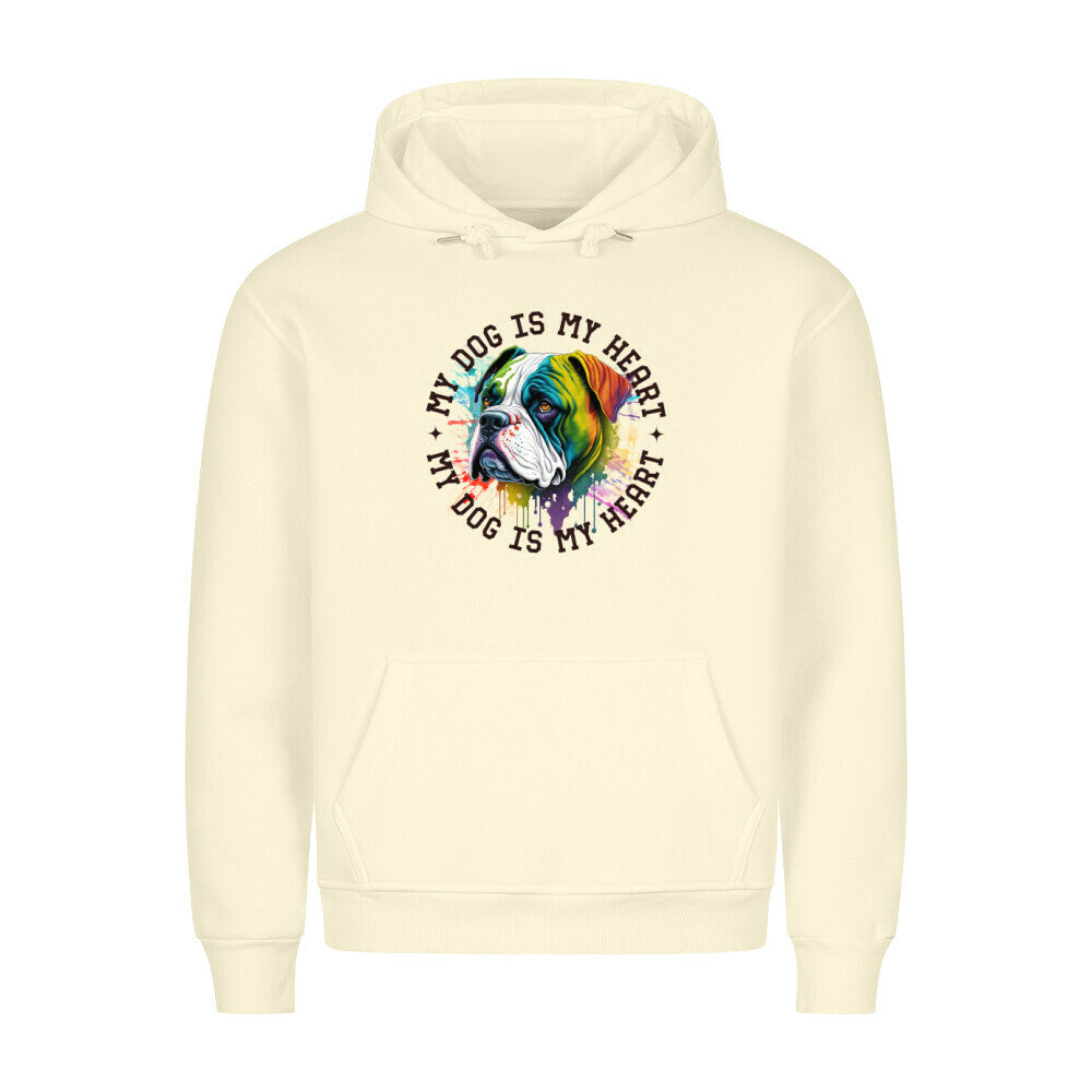 Premium Hoodien"American Bulldog HEART" Beige – hunde-shirt.de