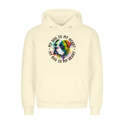 Premium Hoodien"American Bulldog HEART" Beige – hunde-shirt.de