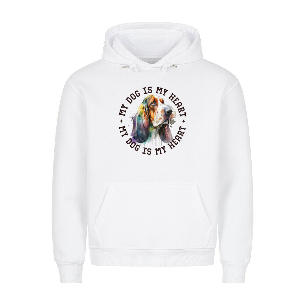 Premium Hoodie "Basset HEART" Weiß – hunde-shirt.de