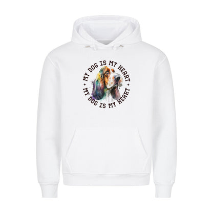 Premium Hoodie "Basset HEART" Weiß – hunde-shirt.de
