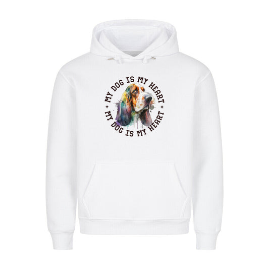 Premium Hoodie "Basset HEART" Weiß – hunde-shirt.de