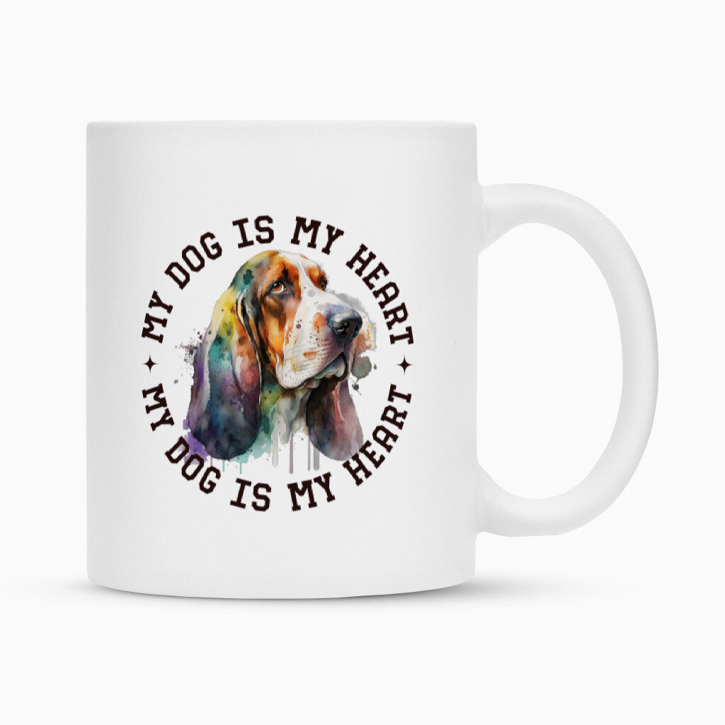 Tasse "Basset" Weiß – hunde-shirt.de