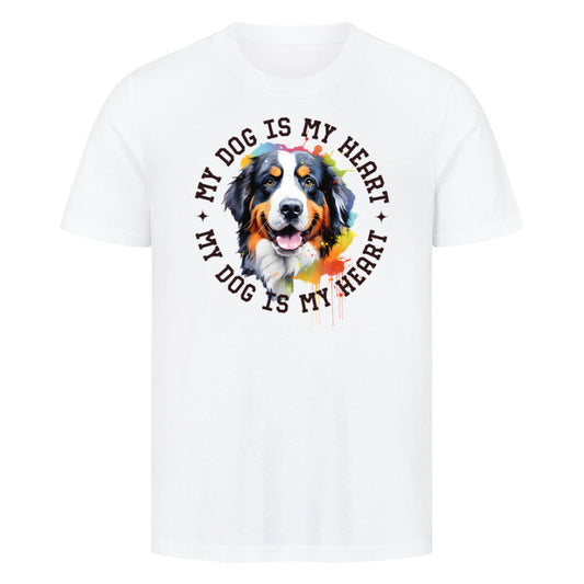 Premium T-Shirt "Berner Sennenhund HEART" Weiß – hunde-shirt.de