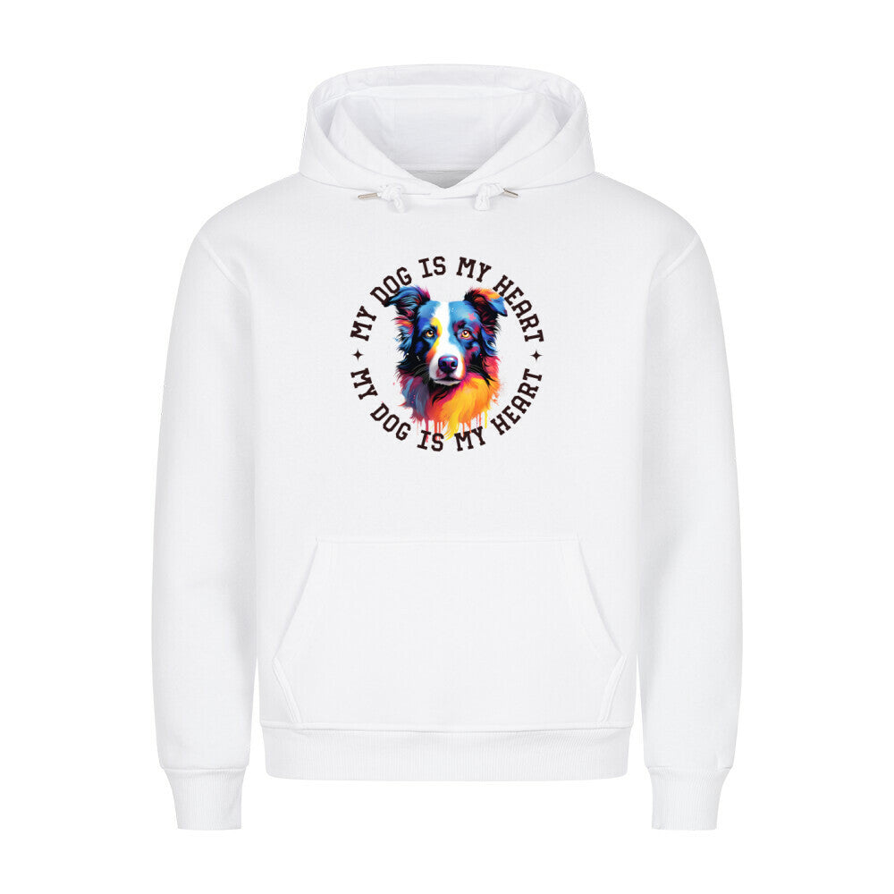 Premium Hoodie "Border Collie HEART" Weiß – hunde-shirt.de