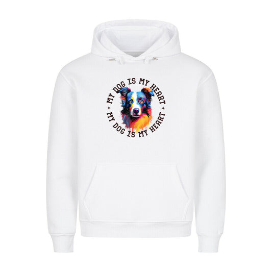 Premium Hoodie "Border Collie HEART" Weiß – hunde-shirt.de