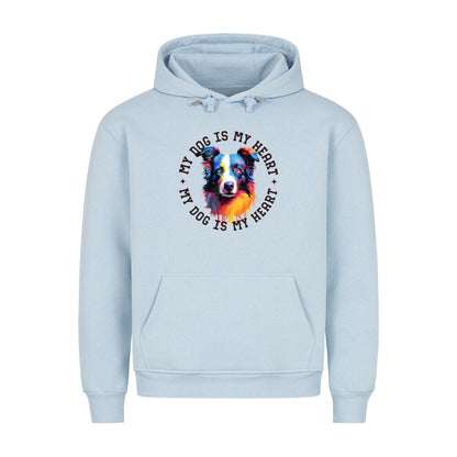 Premium Hoodie "Border Collie HEART" Babyblau – hunde-shirt.de