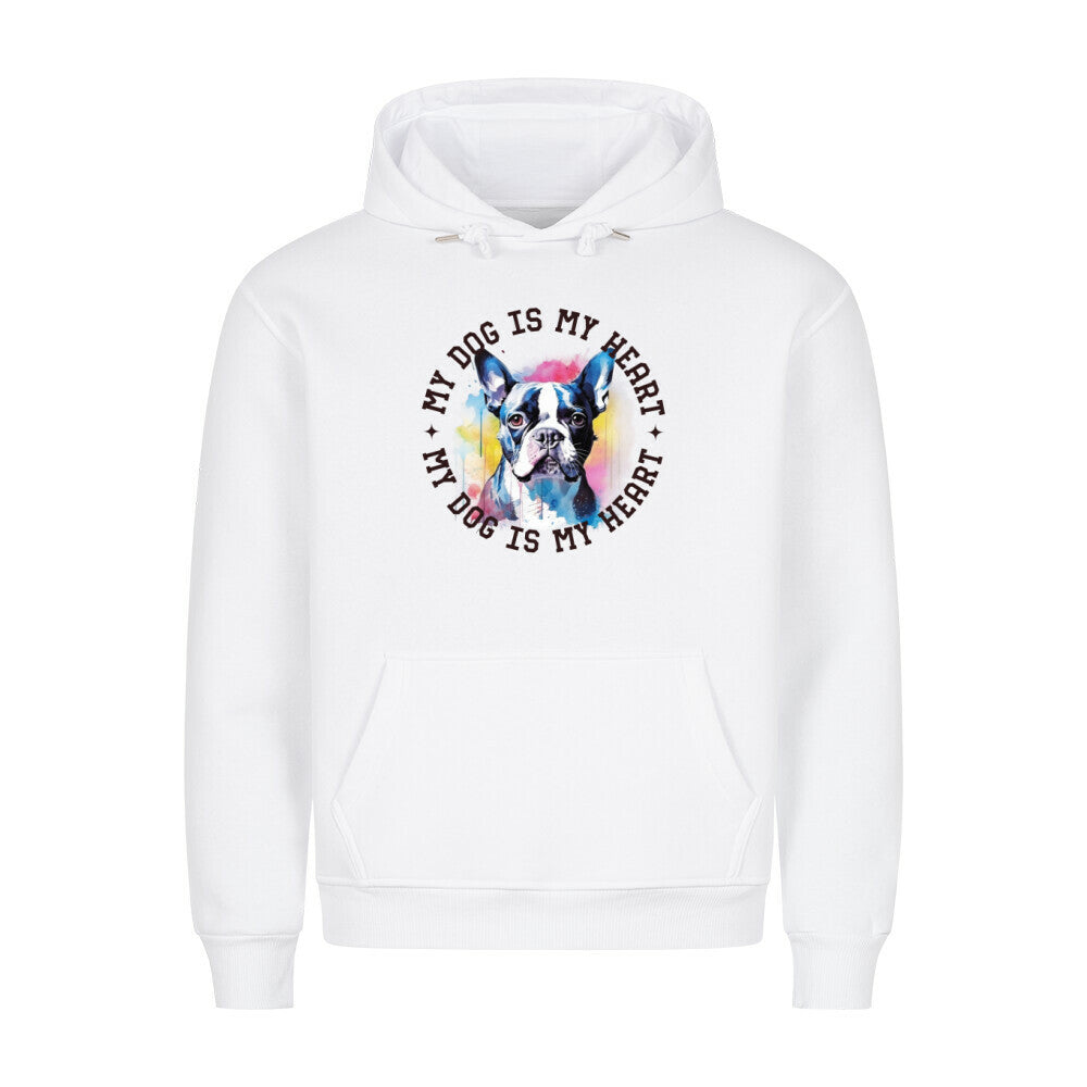 Premium Hoodie "Boston Terrier HEART" Weiß – hunde-shirt.de