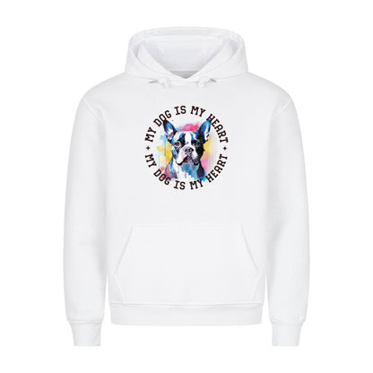 Premium Hoodie "Boston Terrier HEART" Weiß – hunde-shirt.de