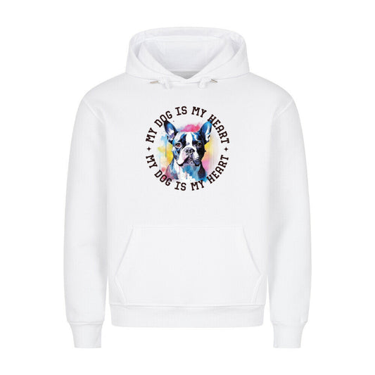 Premium Hoodie "Boston Terrier HEART" Weiß – hunde-shirt.de