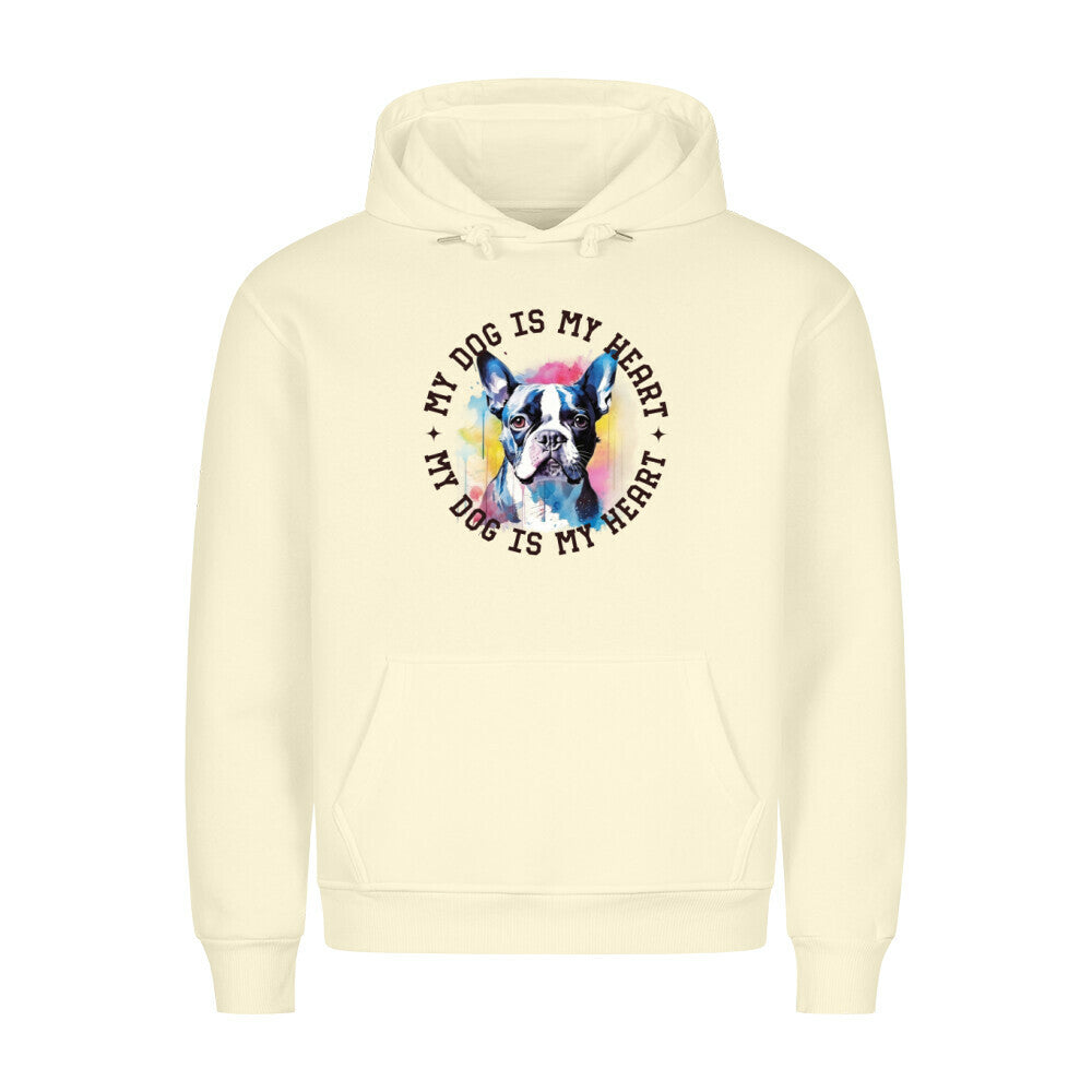 Premium Hoodie "Boston Terrier HEART" Beige – hunde-shirt.de