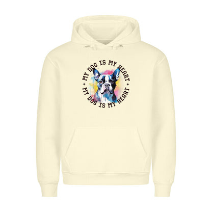 Premium Hoodie "Boston Terrier HEART" Beige – hunde-shirt.de