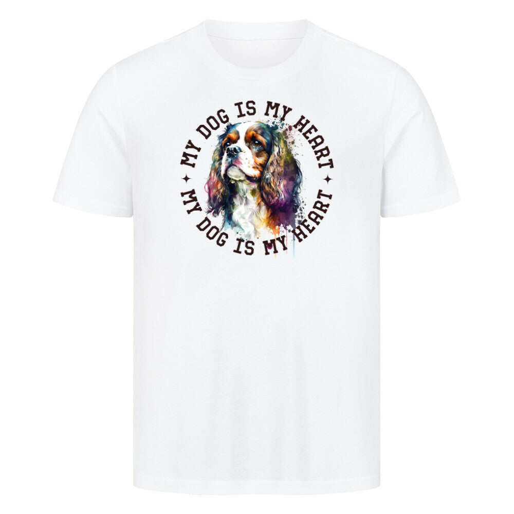 Premium T-Shirt "Cavalier King Charles Spaniel HEART" Weiß – hunde-shirt.de