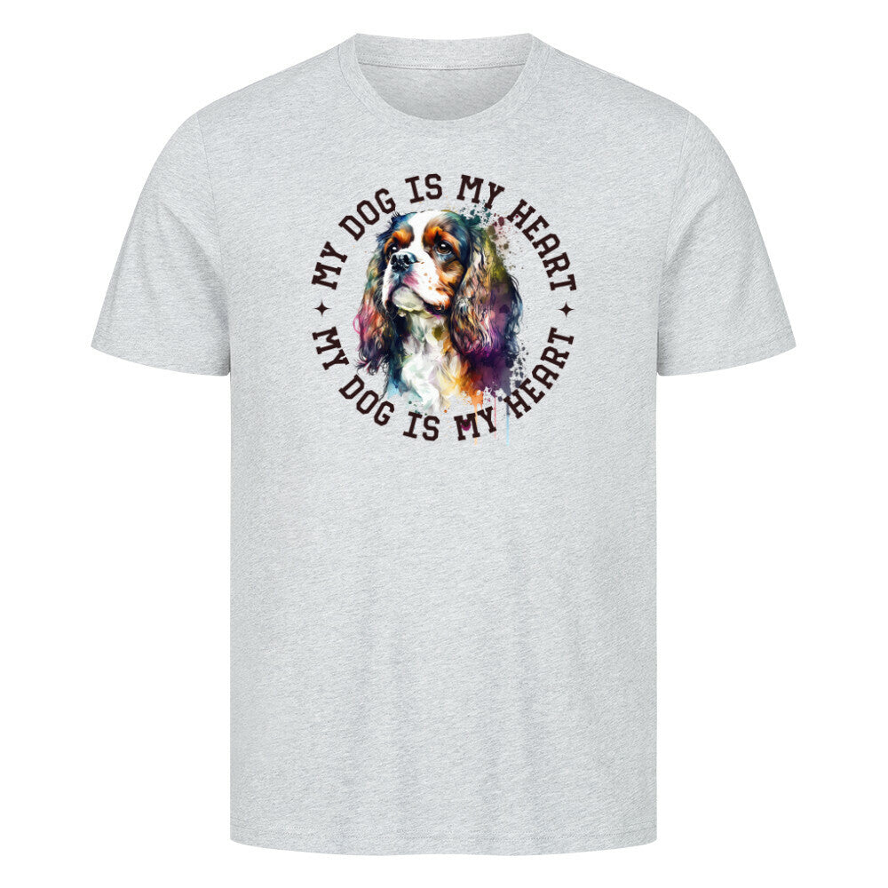 Premium T-Shirt "Cavalier King Charles Spaniel HEART" Heather Grey – hunde-shirt.de