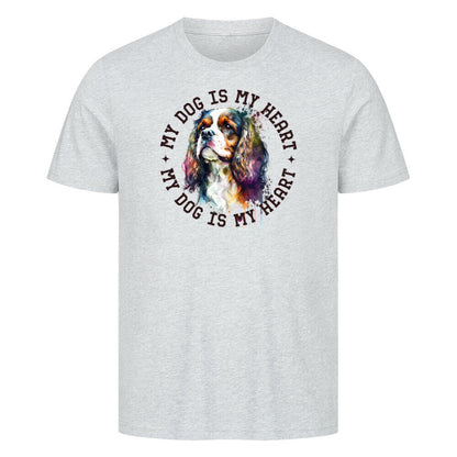 Premium T-Shirt "Cavalier King Charles Spaniel HEART" Heather Grey – hunde-shirt.de