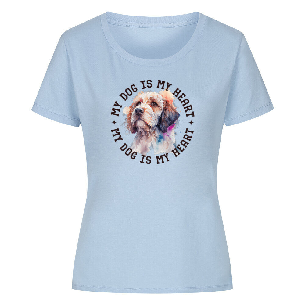 Premium Organic Damen Shirt "Cockapoo HEART" Sky Blue – hunde-shirt.de