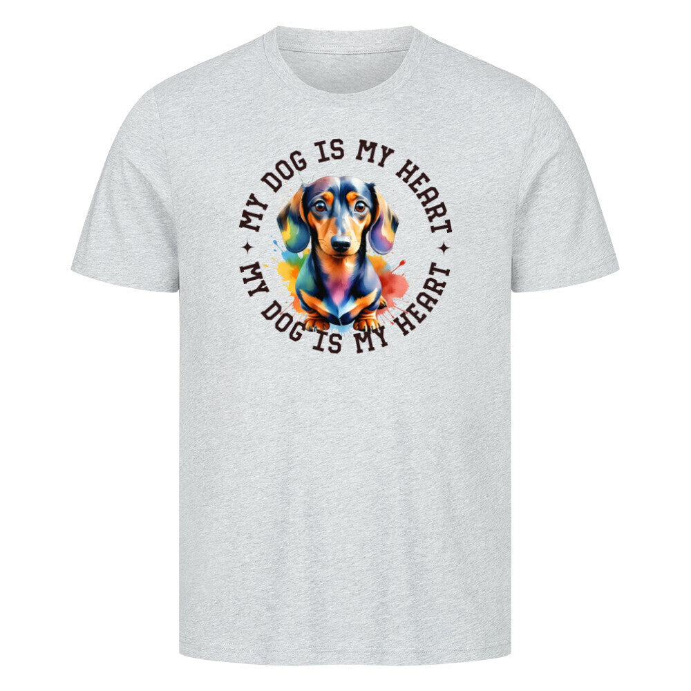 Premium T-Shirt "Dackel HEART" Heather Grey – hunde-shirt.de