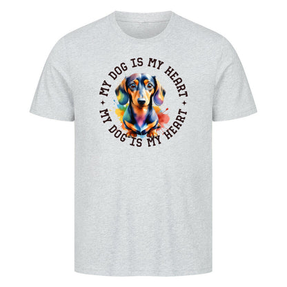 Premium T-Shirt "Dackel HEART" Heather Grey – hunde-shirt.de