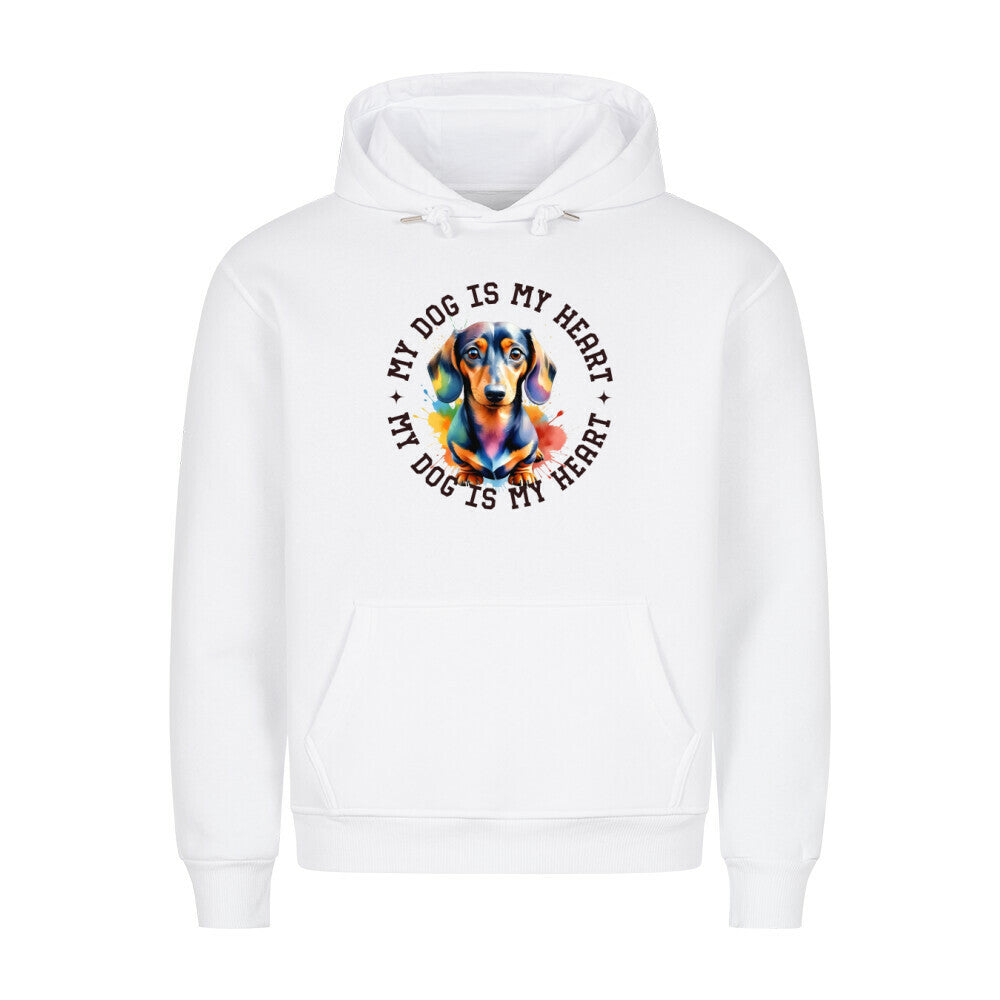 Premium Hoodie "Dackel HEART" Weiß – hunde-shirt.de