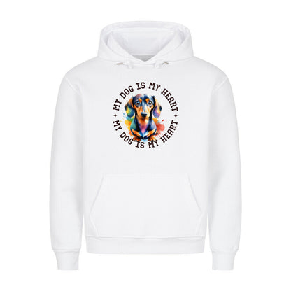 Premium Hoodie "Dackel HEART" Weiß – hunde-shirt.de