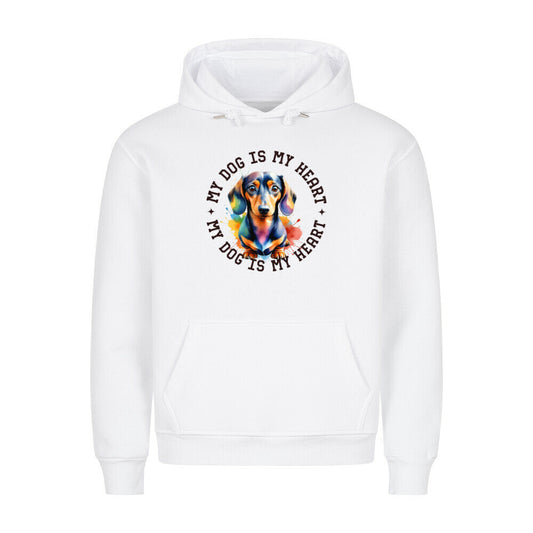 Premium Hoodie "Dackel HEART" Weiß – hunde-shirt.de