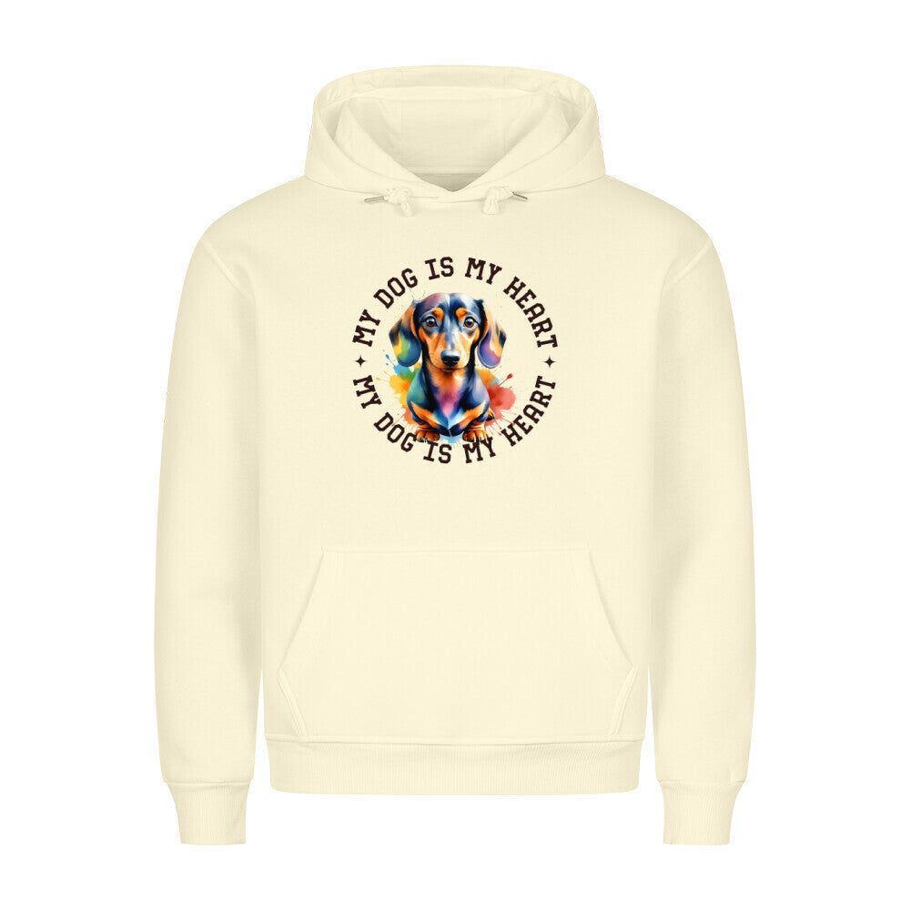 Premium Hoodie "Dackel HEART" Beige – hunde-shirt.de