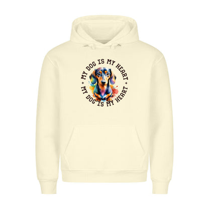 Premium Hoodie "Dackel HEART" Beige – hunde-shirt.de
