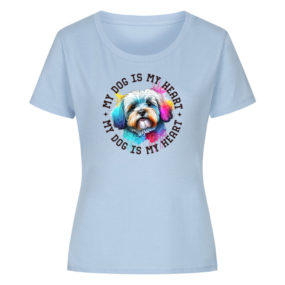Premium Organic Damen Shirt "Havaneser HEART" Sky Blue – hunde-shirt.de