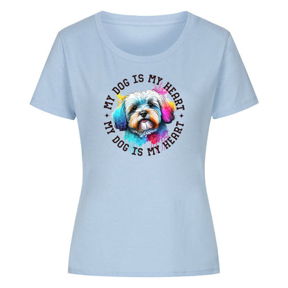 Premium Organic Damen Shirt "Havaneser HEART" Sky Blue – hunde-shirt.de