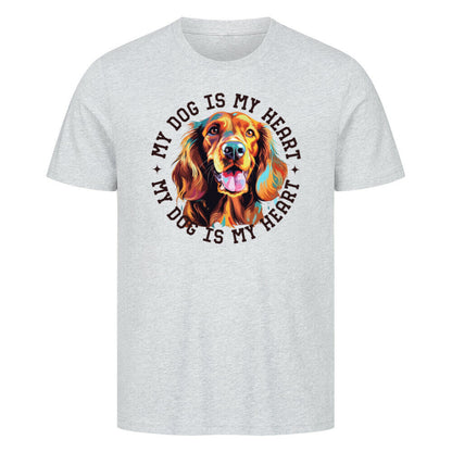 Premium T-Shirt "Irish Setter HEART" Heather Grey – hunde-shirt.de