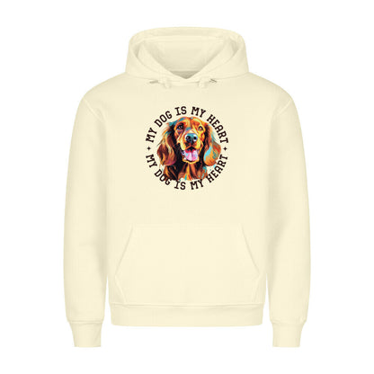 Premium Hoodie "Irish Setter HEART" Beige – hunde-shirt.de